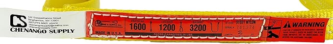 DD Sling. Multiple Lengths! (100% Made in USA) 1" width, 1 Ply, Nylon Lifting Sling, Eye & Eye, Heavy Duty (900 webbing), 1,600 lbs Vertical, 1,200 Choke, 3,200 Basket (1"x3')