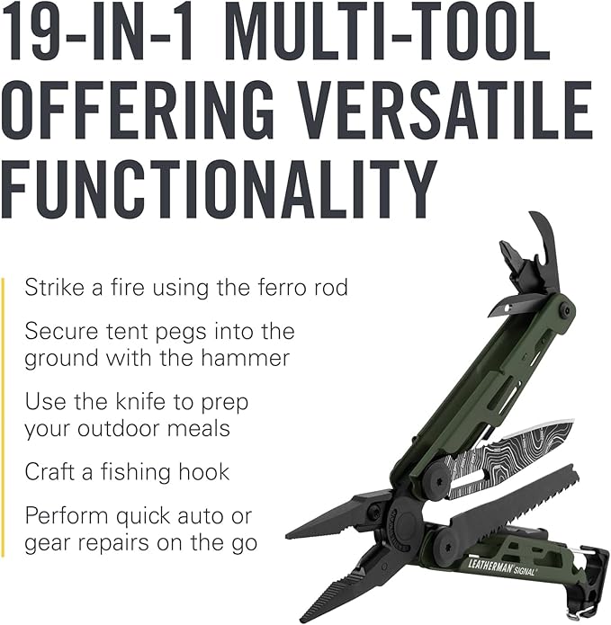 LEATHERMAN, Signal, 19-in-1 Multi-tool for Outdoors, Camping, Hiking, Fishing, Survival, Durable & Lightweight EDC, Made in the USA, Topographical Print