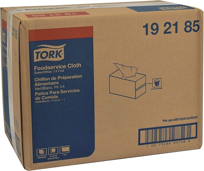 Tork Foodservice Cleaning Towel Green/White Self Dispensing, 1/4 Folded, 1 x 600 Towels, 192185