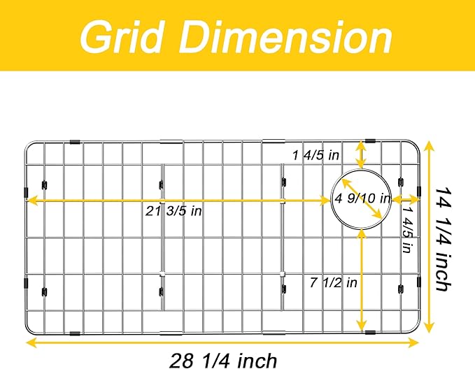 Sink Rack,Large Sink Protectors for Kitchen Sink,28-1/4"X 14-1/4",Stainless Steel Sink Grid for Bottom of Sink,Metal Sink Grate with Strainer,Side Corner Drain for Specific Elkay,1 pack