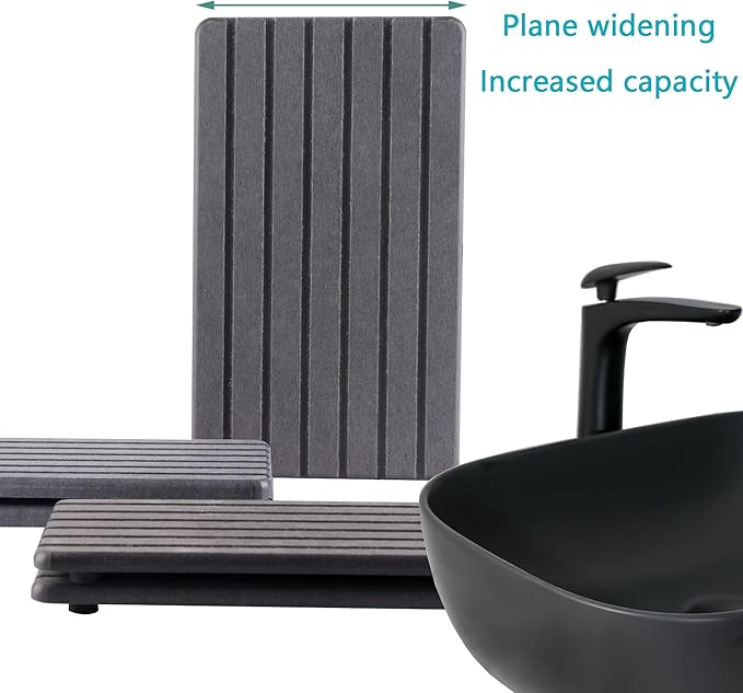 2 PCS Water Absorbent Diatomite Coasters (9.5" x 5.5"), Grooved Design, Water Absorbing Stone Used for Hand Soaps & Plants & toiletries in The Modern Home