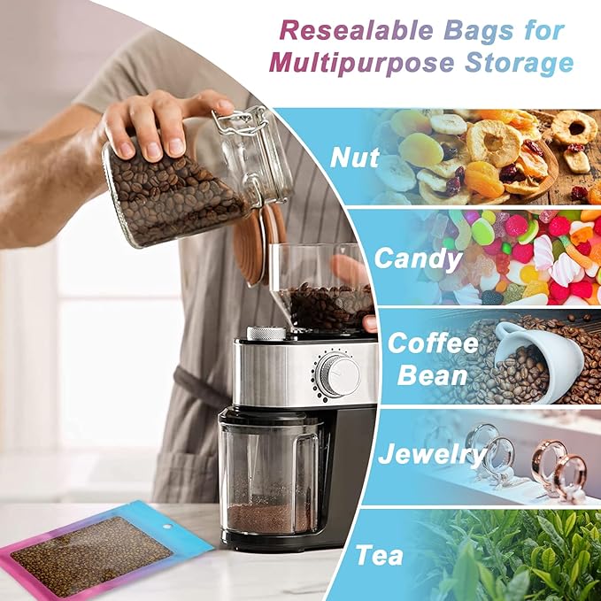 300 Pcs Gradient Mylar Bags, 3 Size Smell Proof Bags with Clear Window Foil Pouch Bags Resealable Bags for Small Business and Food Storage, Blue Pink
