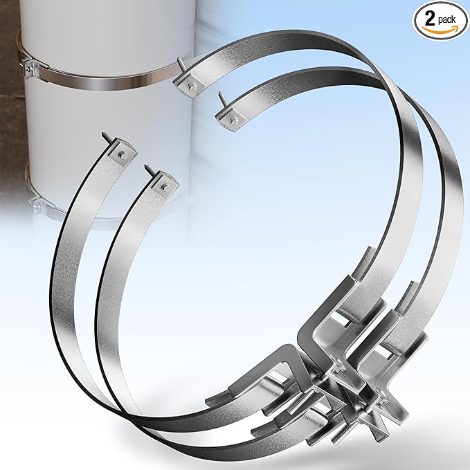 2 Sets Universal Water Heater Earthquake Strap Kit, Expansion Tank Mounting Bracket, Water Heater Stand for up to 80gallon Water Tank with Install Accessory- Stainless Steel Straps