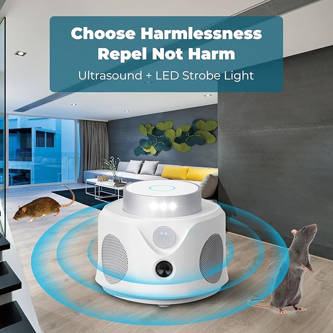 Ultrasonic Mice Repellent for House Indoor Pest Repellent Mouse Rat Sonic Deterrent Device, Drive Away Mice from Home - No Killer Traps, 1 Pack