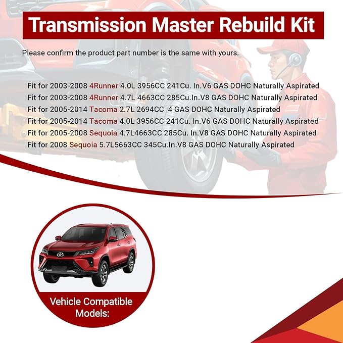 A750E A750F Transmission Master Rebuild Kit Compatible with 4Runner 4.0/4.7L 2003-2008, Tundra 4.0/4.6/4.7/5.7L 2005-2014 Direct Rebuild Overhaul Kit Replacement OE Number T17300A T17302A