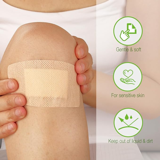 NeuHeils Silicone Adhesive Bandages for Sensitive Skin – Large 2x4 Inch (40 Count) | Hypoallergenic & Waterproof Wound Care | Pain-Free Removal, Non-Stick Pad, Gentle for Fragile Skin