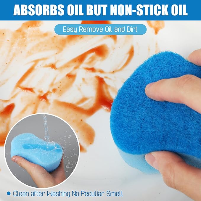 Tanlade 480 Pcs Individually Wrapped Sponges Kitchen Bulk Non Scratch Scouring Sponges for Dishes Household Cleaning Travel Apartments Hotel Car (Blue)