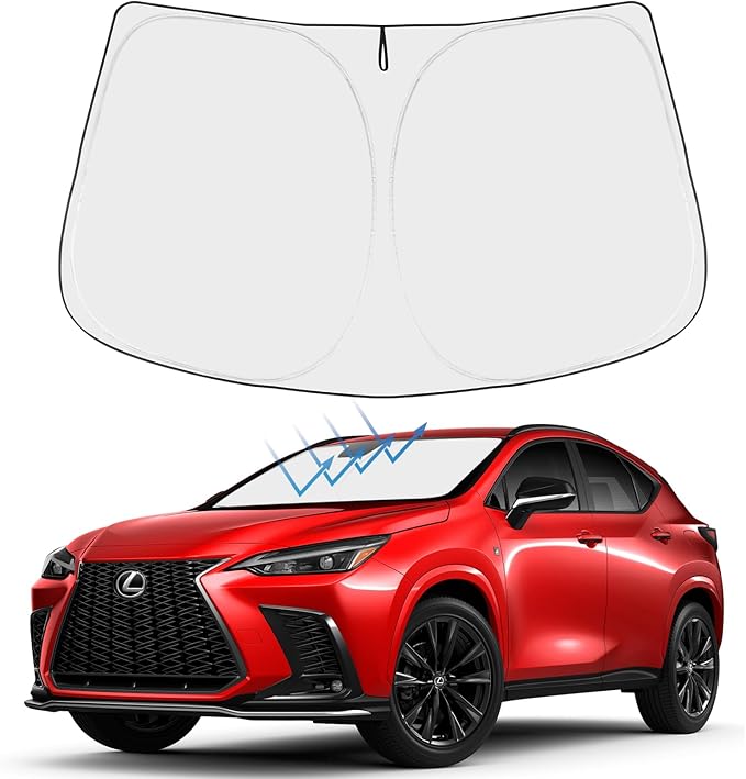 Proadsy 2025 Upgrade Windshield Sun Shade Custom Fit Lexus NX 2022-2024 2025 4-Layer Foldable Front Sunshade Protector Sun Visor Blocks UV Rays Keep Car Cooler