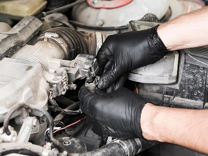 GLOVEWORKS Black Nitrile Gloves Disposable Latex Free, 5 Mil Industrial, For Mechanic, Cleaning, Cooking, Kitchen, Food Grade
