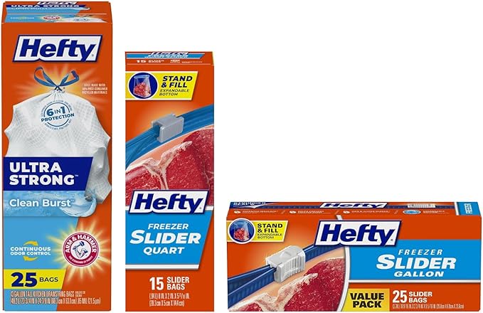 Hefty Ultra Strong Tall Kitchen Trash Bags Variation (65 Count (Variety Pack))