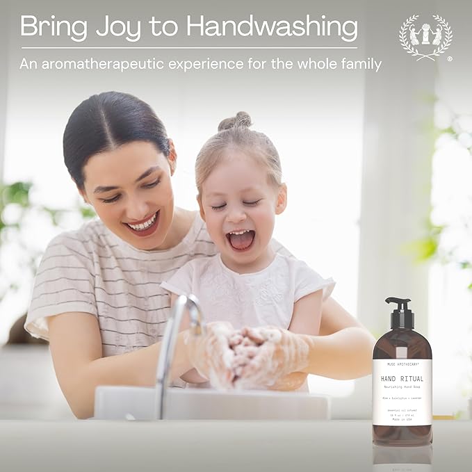 Muse Apothecary Hand Ritual - Aromatic and Nourishing Hand Soap, Infused with Natural Aromatherapy Essential Oils - USDA Certified Biobased - 16 oz, Rosemary Mint + Hemp, 2 Pack