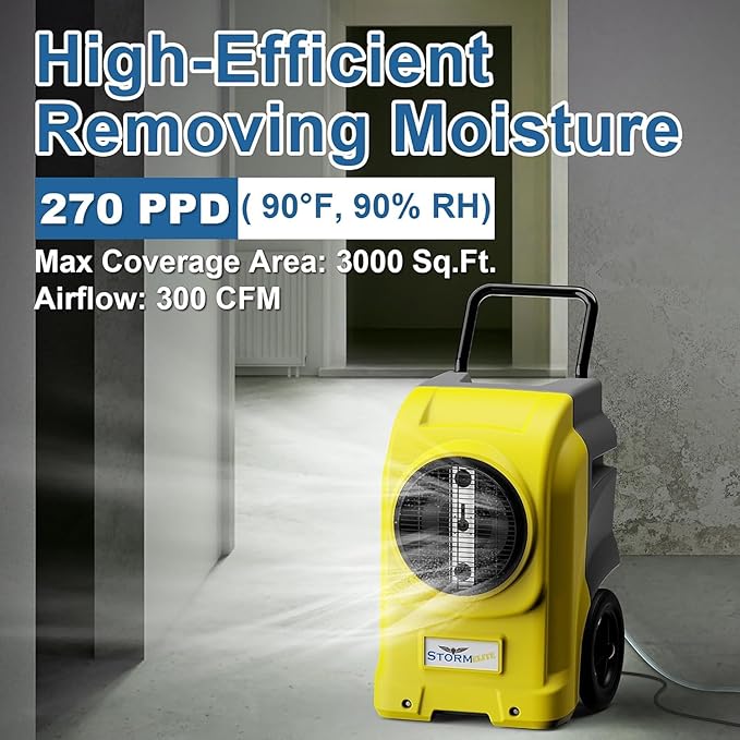 ALORAIR LGR Commercial Dehumidifier with Pump & Drain Hose, Portable Insutrial Dehumidifier for Basments, Home, Job Sites, Fit for 2,100 Sq.Ft Space with Wheels (Storm Elite Yellow NO WIFI)