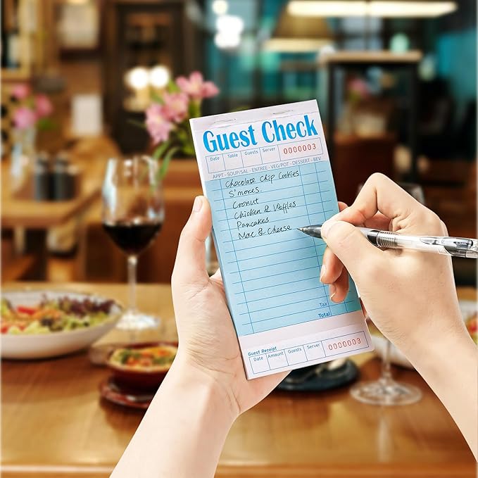 12 Pack Blue Guest Checks Books for Servers Server Note Pads, Waiter Checkbook, Waitress Notepad for Restaurants, Paper Checks 50 Sheets/Pack, 300 Total Tickets