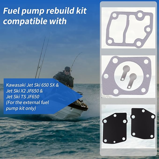 Fuel Pump Rebuild Kit Compatible with 1987-1990 KawasakiJet Ski 650 SX JS650;1989-1990 KawasakiJet Ski TSJF650; 1986-1990 KawasakiJet Ski X2JF650(For the external fuel pump kit only)