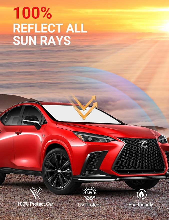 Proadsy 2025 Upgrade Windshield Sun Shade Custom Fit Lexus NX 2022-2024 2025 4-Layer Foldable Front Sunshade Protector Sun Visor Blocks UV Rays Keep Car Cooler