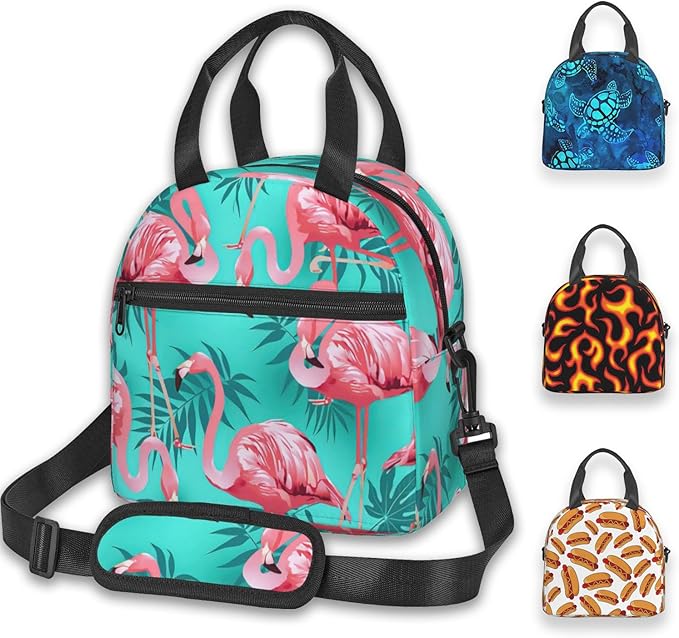Reusable Insulated Lunch Bag with Adjustable Strap for Kids 3+ Toddler, Girl, Boy Women Men Leakproof Portable Cooler Tote Cute Quilted Bags for Work Travel Picnic