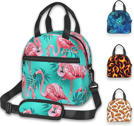 Reusable Insulated Lunch Bag with Adjustable Strap for Kids 3+ Toddler, Girl, Boy Women Men Leakproof Portable Cooler Tote Cute Quilted Bags for Work Travel Picnic