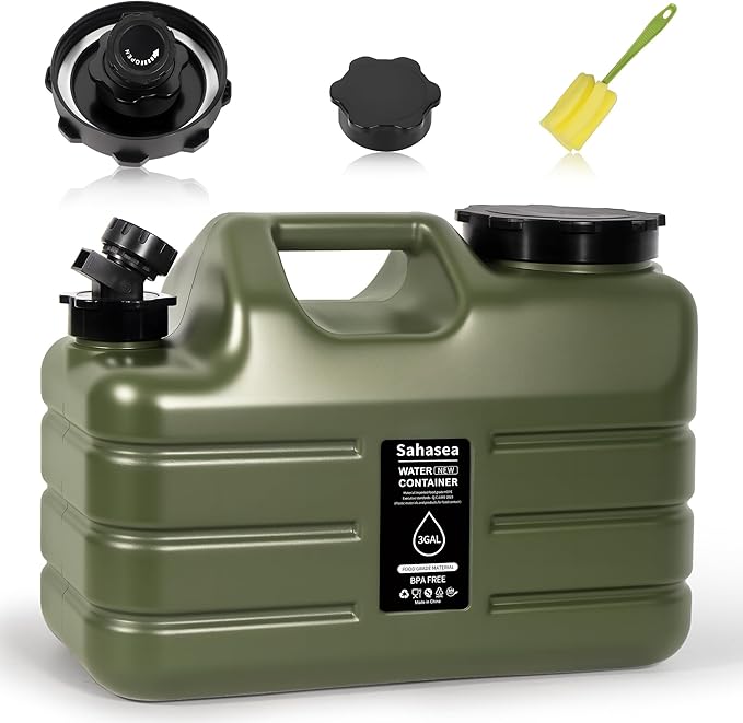3 Gallon Water Jug, Portable Camping Water Jug BPA Free, Leak-Proof Water Storage Containers for Camping, Emergency Water Storage for Outdoor Hiking Picnic