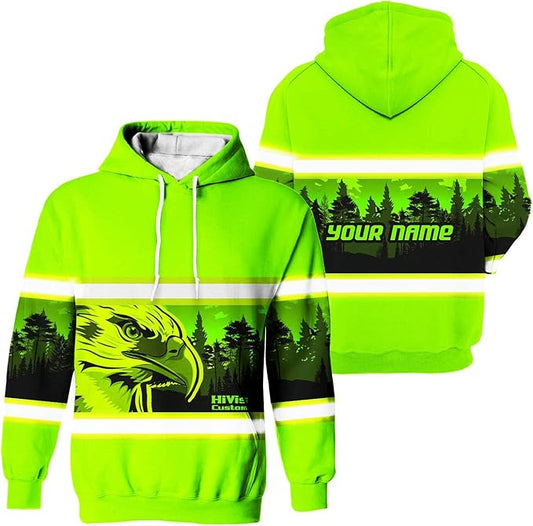Color US Flag High Visibility Hoodie for Men Women Reflective Tapes Safety Workwear for Worker Runner Patriotic
