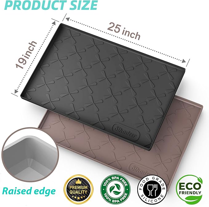 SIKADEER 25" x 19" Under Sink Mat Waterproof, Silicone Mat Kitchen Drawer Shelf and Cabinet Liner, Sink Protector for Kitchen Organizers and Storage, Boot Tray Pet Food Mats