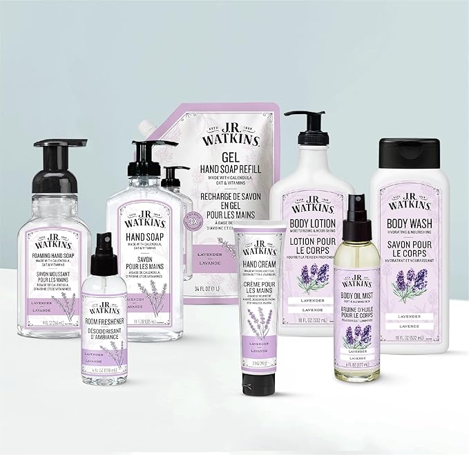 J.R. Watkins Gel Hand Soap Refill, Moisturizing Hand Wash, Formulated with Plant-Based Cleansers, Alcohol-Free, Cruelty-Free, Lavender, 34 Fl Oz, 2 Pack