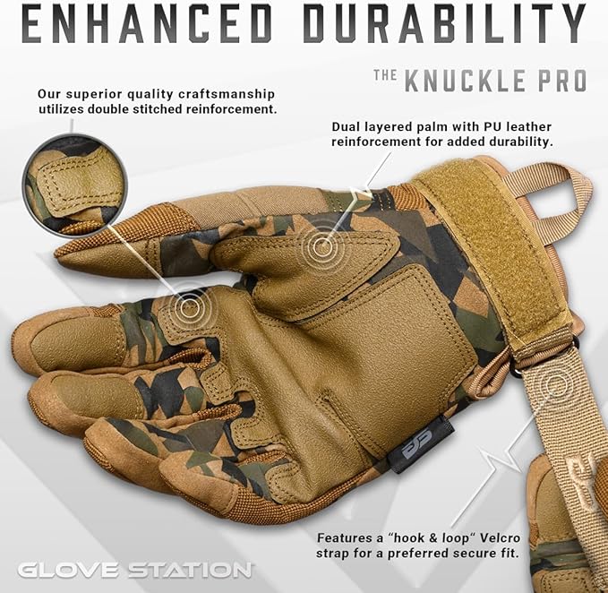 Glove Station Tactical Gloves for Men – Touchscreen Utility Gear with Hard Knuckle Protection Used in Motorcycle, Airsoft, Combat, Police, Shooting & Outdoor Work