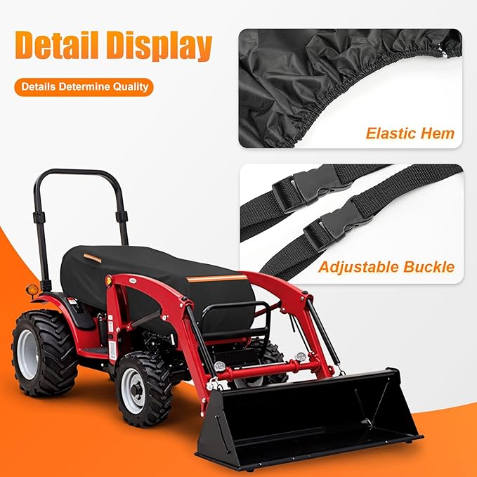 Waterproof Heavy Duty Half Tractor Cover 600D Oxford – Fits John Deere, Kubota, Mahindra, New Holland, Bobcat Tractors All Weather Protection, 76"L x 24"W x 22"H(Packaging Varies – Product Unchanged)
