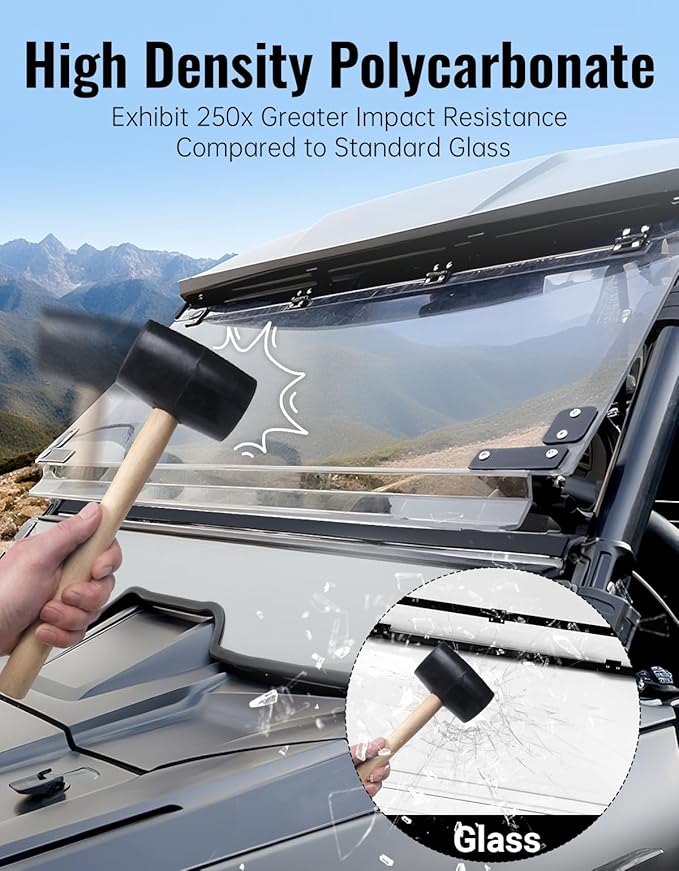 Talon 1000 Flip Up Windshield, Scratch Resistant 1/5" Hard-Coated Poly 3-IN-1 Clear Front Windscreen for Honda Talon 1000R 1000X 1000X-4 2019-2025 Accessories Windproof, Open/Vented/Closed