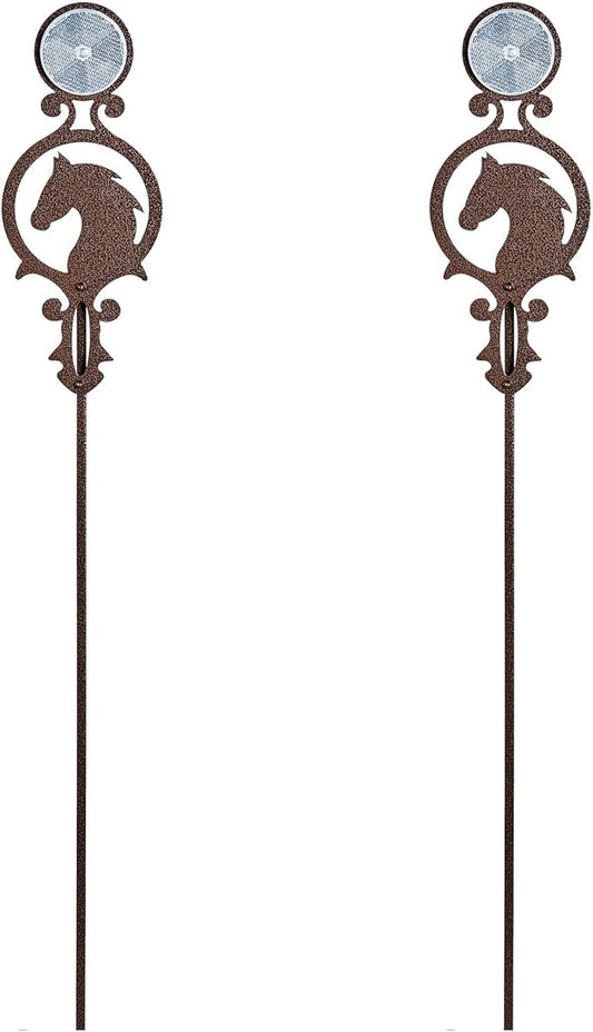 Touch of Class Pathways Reflective Driveway Marker Stake Set of Two for Outdoor Use | Horse Silhouette Design | Personalized Tall Reflector Set of 2 | Weathered Bronze Durable Finish