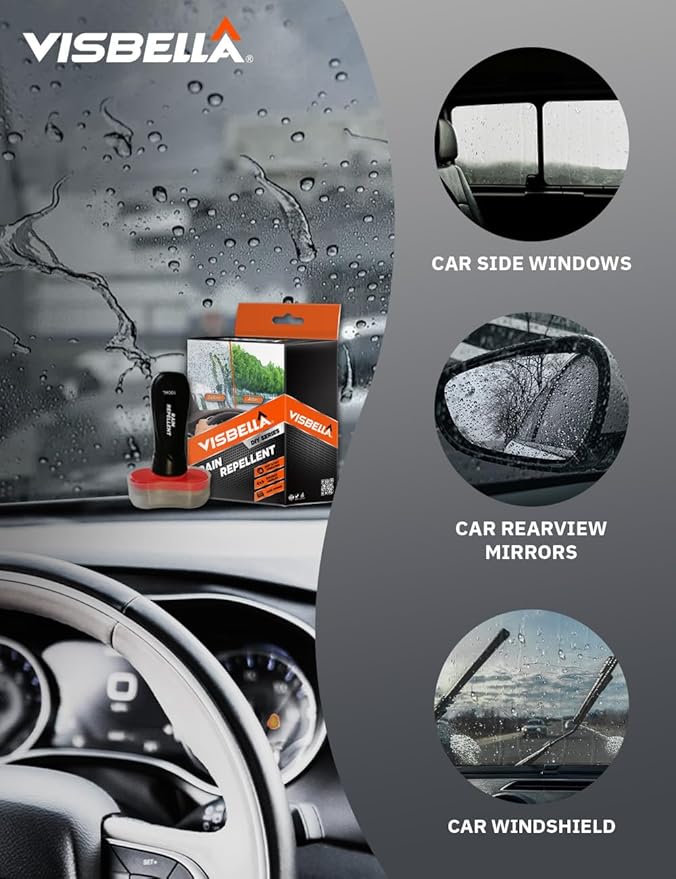 Rain Repellent with Cleaning Cloth, Glass Cleaner, Washer Fluid, Water Repellent Wiper for Car Windshield Windscreen Windows Mirrors Glasses Ultimate Visibility & Safety 3.38 FL.OZ.