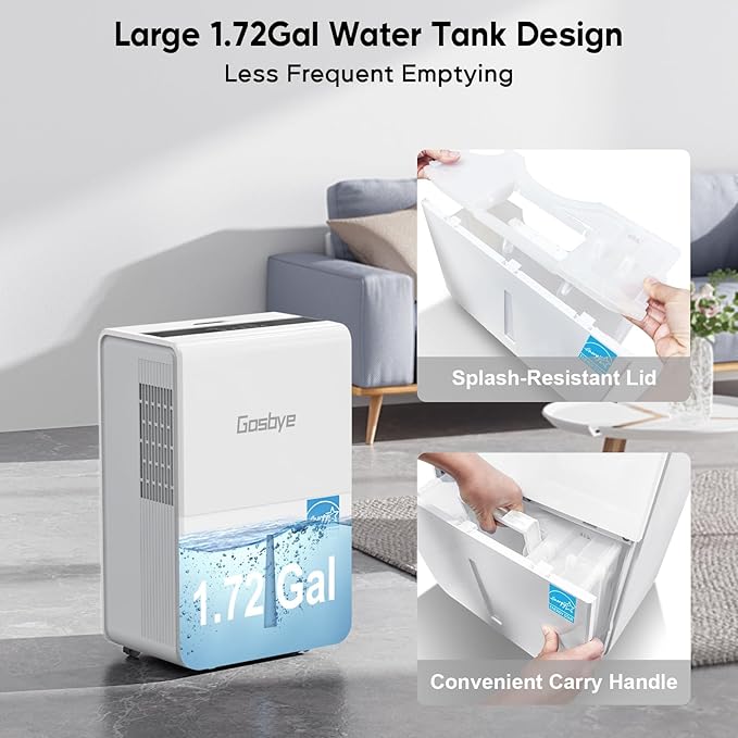 4500 Sq.Ft. Most Efficient Energy Star 2024 Dehumidifier for Basement with Drain Hose, Max 115 Pints/D Dehumidifier for Large Room, [45dB Quiet Compressor], Easy Drainage, Auto-restart, White