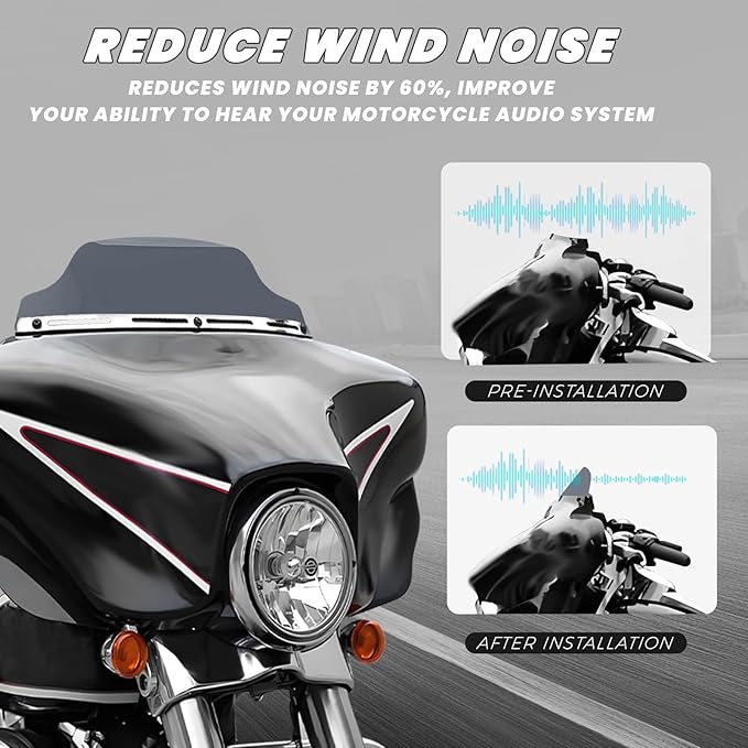 Smoke 7" Windshield Windscreen Compatible for Harley Davidson Touring Electra Glide Street Glide 2014 2015 2016 2017 2018 2019 2020 2021 2022