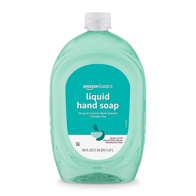 Amazon Basics Liquid Hand Soap Refill, Mango & Coconut Water Scent, Triclosan-Free, 50 Fl Oz (Pack of 2)