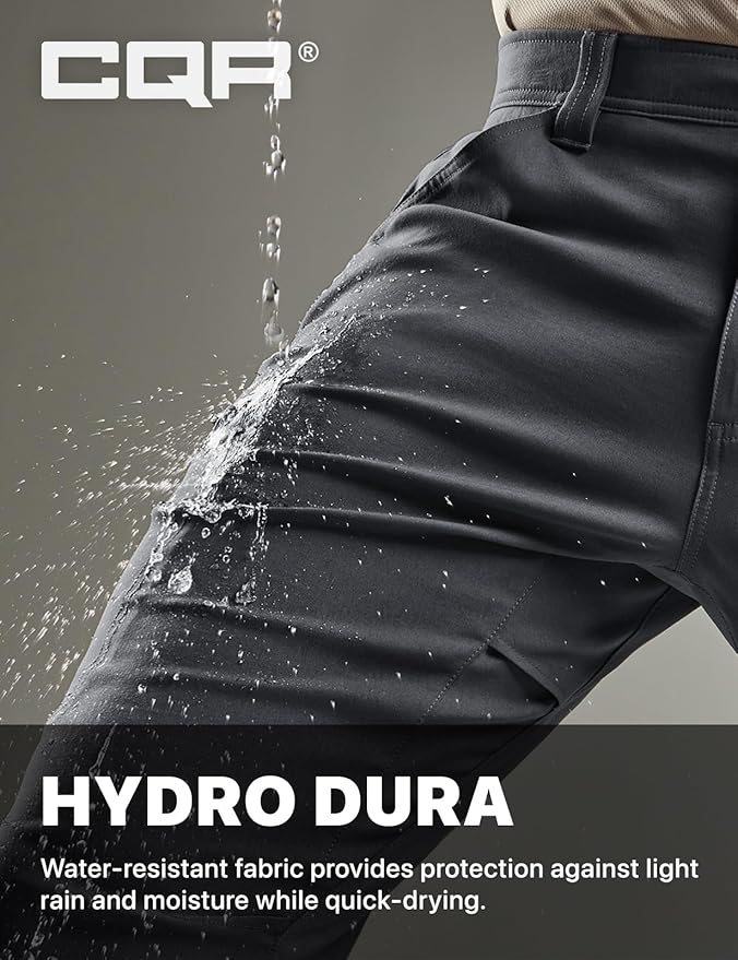 CQR Men's Vent Stretch Pants, Quick Dry Lightweight Casual Cargo Pants, Water Resistant Straight-Fit Utility Work Pants