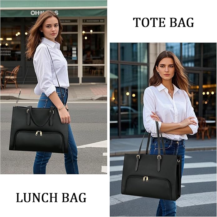 KKXIU Lunch Tote Bag for Women 15.6 Inch Laptop Briefcase Professional Work Purse with Insulated Lunch Compartment Handbags