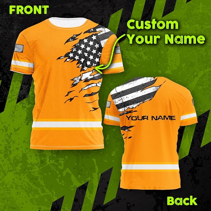 Color US Flag High Visibility Hoodie for Men Women Reflective Tapes Safety Workwear for Worker Runner Patriotic