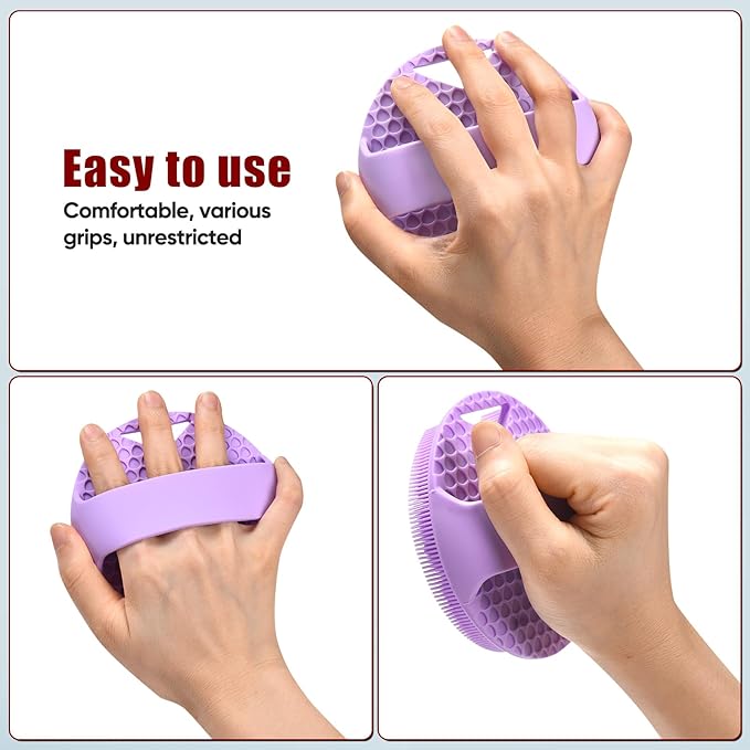 Heavy Duty Silicone Body Scrubber – Anti Zinc Infused-Lymphatic Brush Exfoliating Body Scrubber for Shower Body,with Stiff and Soft Bristles for Anti-Puffiness,Blood Circulation - Purple