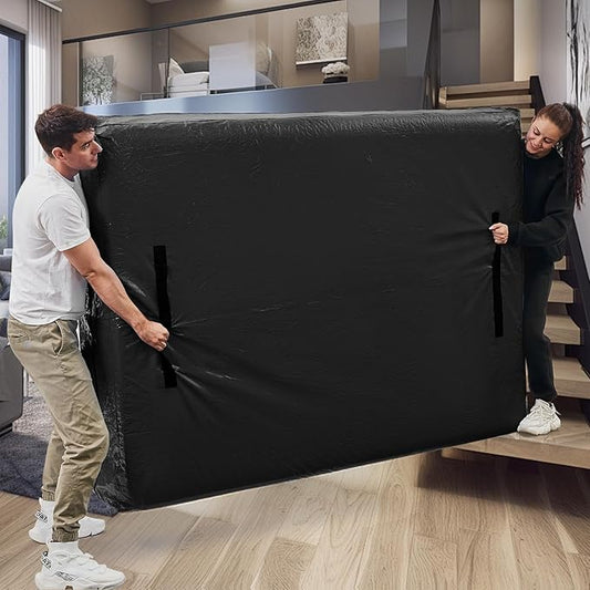 Mattress Bags for Moving, BETU Mattress Protector Waterproof Mattress Cover Full XL Size Storage Bags with 8 Heavy-Duty Handles and Zipper for Bed Extra Thick Large Reusable (82"x57"x15" Black)