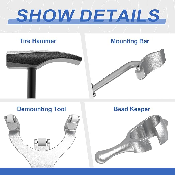 Steel Tire Mount Demount Tool 22.5" to 24.5" Semi Tire Changing Tool to Tire Hammer with Extra Bead Keeper, Tubeless Truck Bead Breaker Manual Tire Changing Tools for Car Repairing