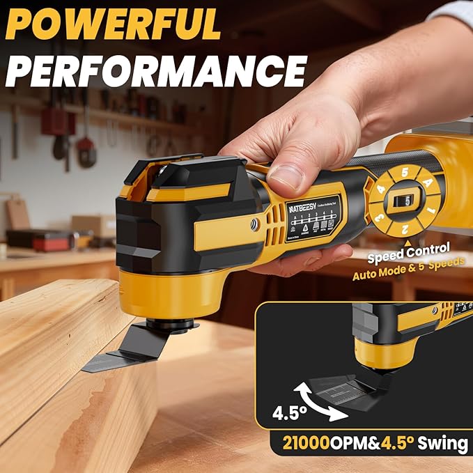 Upgraded Oscillating Multi-Tool Compatible with DeWalt 20V Battery, Cordless Oscillating Tool with Multi-Damp Suspension System, Brushless Motor, 21000 OPM & 4.5°Swing for Fast Smooth Cutting