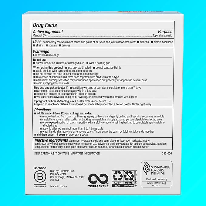 Icy Hot Original Pain Relief Patch Variety Pack with 5% Cooling Menthol for Fast-Acting Muscle and Joint Pain Relief, 5 Medium and 5 Large Comfortable Fabric Patches, 10 Ct.