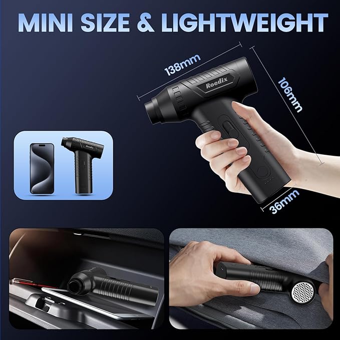 Compressed Air Duster, New Upgrade 300000RPM Electric Air Duster, Powerful Replace Compressed Air Can - No Canned Air, Jet Dry Blower Portable Air Blower for Computer Clean, Keyboard, Car Dry, Home.
