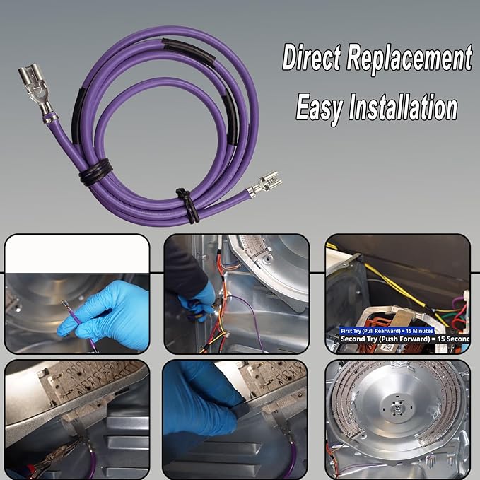 WE49X37037 GE Dryer Heater Wire For GE WE49X3703 Dryer Heater Wire Repair Kit WE49X32946 WAP7217217 PS17137283 EAP17137283 Compatible GE & Hotpoint