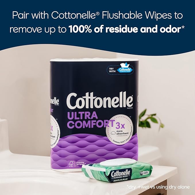 Cottonelle Ultra Comfort Soft Toilet Paper, 4 Mega Rolls = 16 Regular Rolls