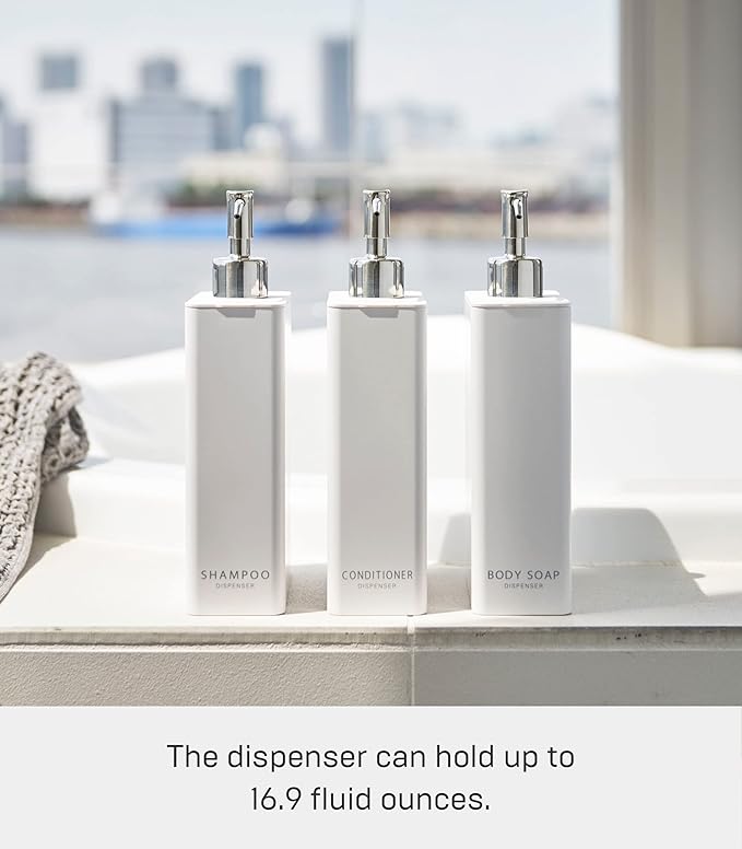 YAMAZAKI Home Tower Shower Dispenser - Contemporary Bottle Pump - Body Soap - Abs Plastic - 24 Fluid Oz., 700 Ml