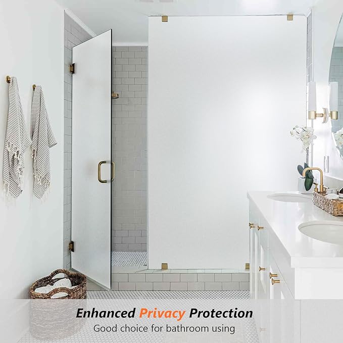 Kromapolis Window Privacy Film Frosted Glass Window Film, Heat Blocking Privacy Film for Glass Windows, Static Cling Non-Adhesive Frosting Window Stickers for Door Home (Frosted, 23.6 x 157.4 inch)