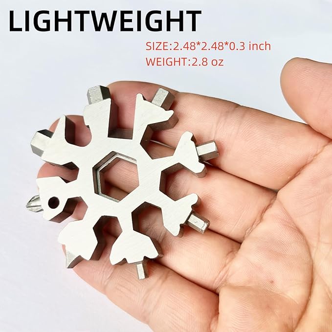 Gifts for Men, FODARSAI 18-in-1 Snowflake Multitool, Stocking Stuffers for Men, Cool Camping Tool Gadgets for Men, Unique Gifts for Dad, Husband, Boyfriend (Silver), FSM001