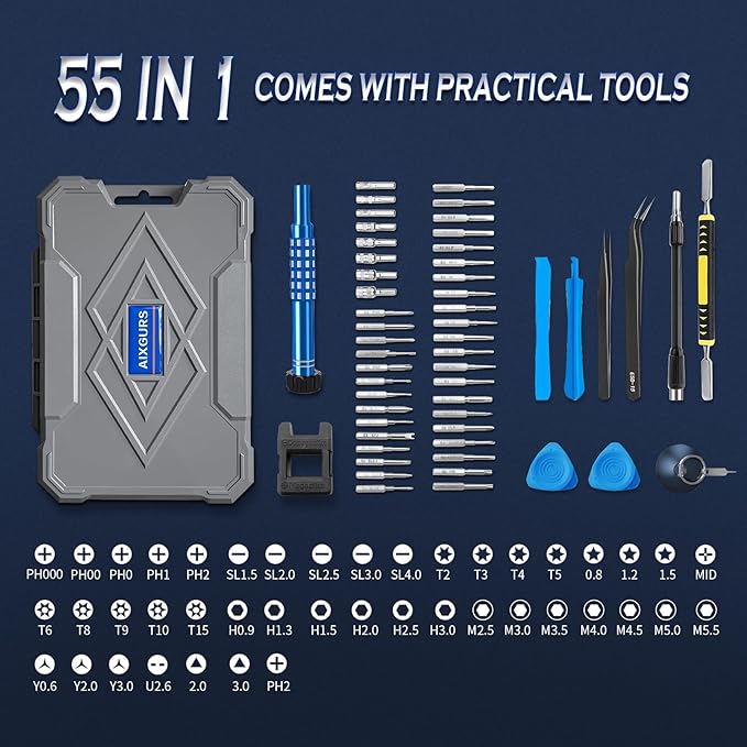 Precision Screwdriver Sets 55PCS Magnetic Repair Tool Kit for iPhone, MacBook, Computer, Laptop, PC, Tablet, PS4, Xbox, Nintendo, Game Console