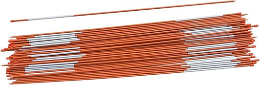 Snow Stakes Driveway Markers Snow Plow Stakes Garden Stakes Fiberglass Orange with Reflective Tape Replacement for Snow Plowing Driveway, Parking Lots, Outdoors (50, 48" * 5/16")