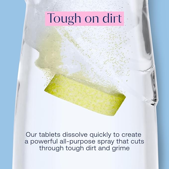 Fab Tab Multi Purpose Cleaner Cleaning Tablets, Eco-Concious Refillable Glass Bottle System with Boutique Hotel Scent, Safe For Family and Pets - Chemical-Free, Plastic-Free - 3 Count